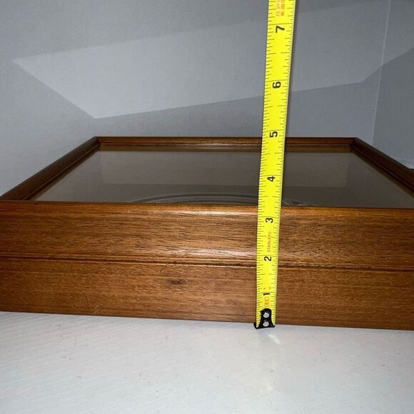 Vintage Sea Shell Framed in Oak Shadow Box Matted Glass Front Nautical Beach - Picture 7 of 8